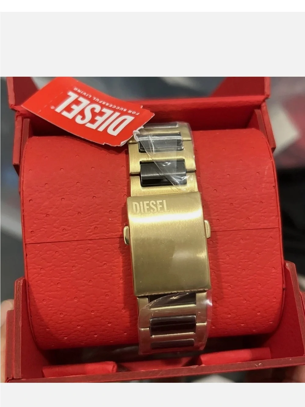 Diesel Mens Flayed Automatic Gold & Black Stainless Watch DZ7471 NIB NWT